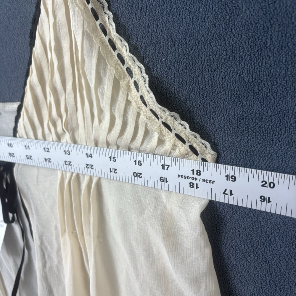 Kimchi Blue Urban Outfitters Pleated Chiffon Cami Top Cream Black Trim XL Y2K - Picture 7 of 9